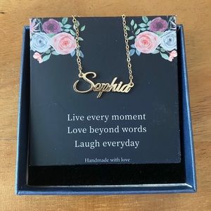 Sophia Gold Tone Name Charm Necklace